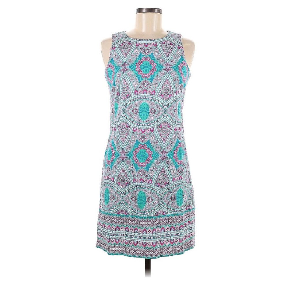 London Times, summer dress, aqua pink.